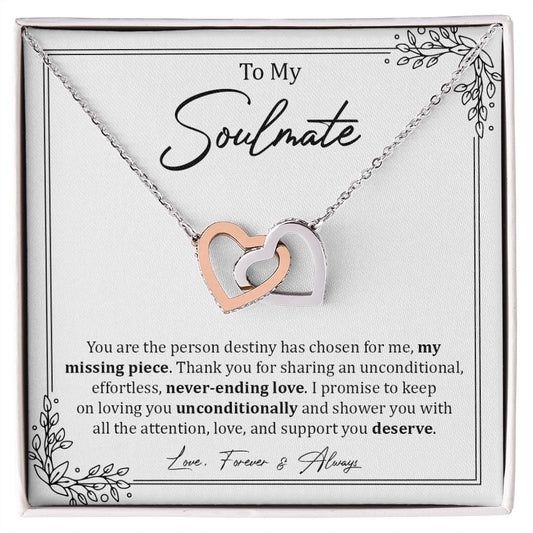 To My Soulmate | I Love You Forever & Always - Interlocking Hearts necklace