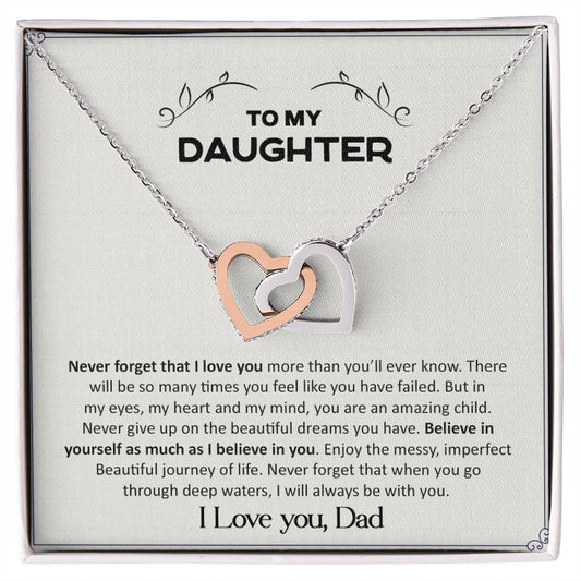 To My Daughter | Never Forget That I Love You - Interlocking Hearts necklace